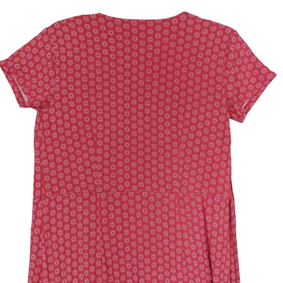 Loft Red Wrap Dress With White Floral Pattern Size 2 Short Sleeve Rayon Blend - Picture 6 of 8